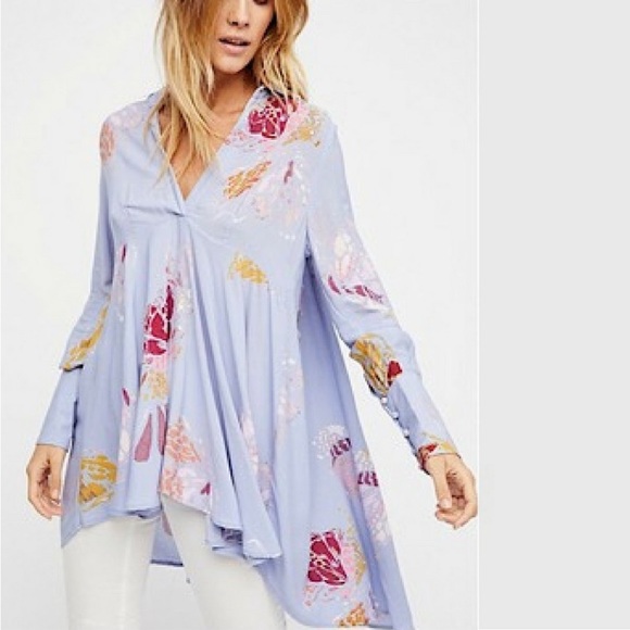 Free People Tops - Free People Field of Butterflies tunic top Sz XS EUC MSRP $108